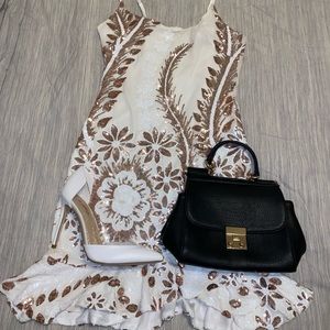 White and gold dress